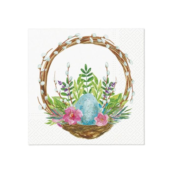 Tovaglioli a decoupage - Easter basket catkins  - 1 pezzo Tovaglioli a decoupage - Easter basket catkins  - 1 pezzo