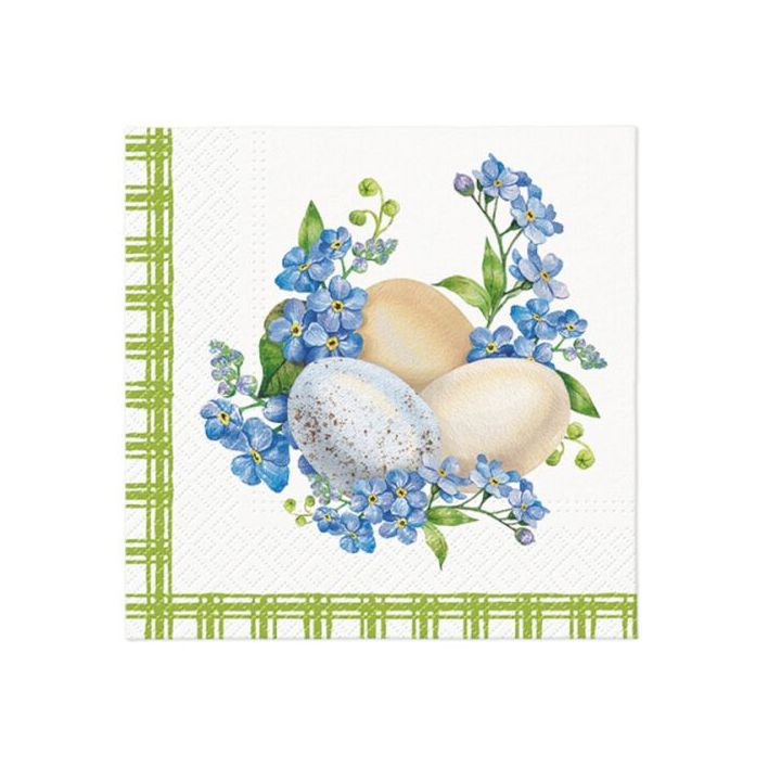 Tovaglioli a decoupage - Eggs in Forget me nots  - 1 pezzo Tovaglioli a decoupage - Eggs in Forget me nots  - 1 pezzo