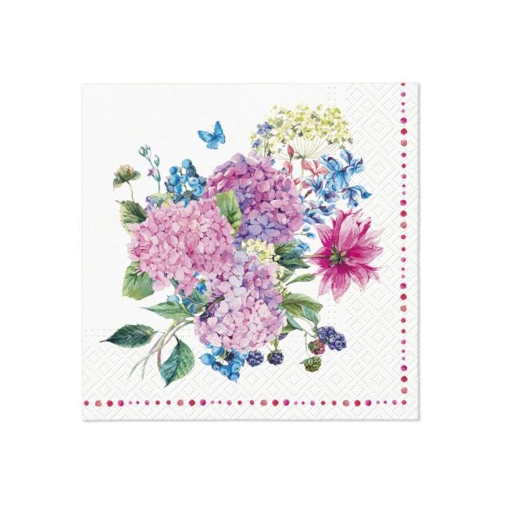 Tovaglioli a decoupage - Hydrangea Bouquet  - 1 pezzo Tovaglioli a decoupage - Hydrangea Bouquet  - 1 pezzo