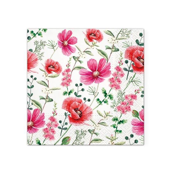 Tovaglioli a decoupage - Raspberry Flower  - 1 pezzo Tovaglioli a decoupage - Raspberry Flower  - 1 pezzo