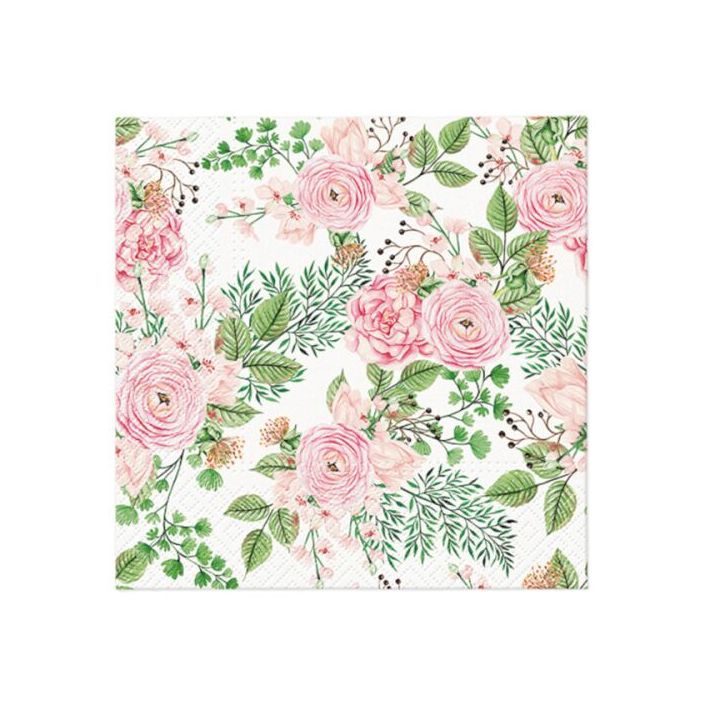 Tovaglioli a decoupage - Rose hip flowers  - 1 pezzo Tovaglioli a decoupage - Rose hip flowers  - 1 pezzo