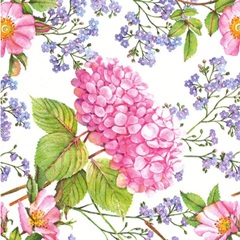 Tovaglioli per decoupage Pink Hydrangea and Forget-Me-Not Flower - 1 pezzo