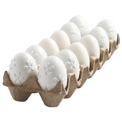 Uova di plastica bianche con forme - 12 pezzi / 6 cm